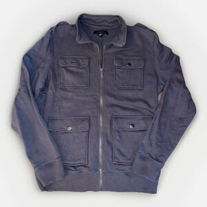 Kenneth Cole Full Zip Collared Multi Pocket Gray Lightweight Bomber Jacket Sz: M